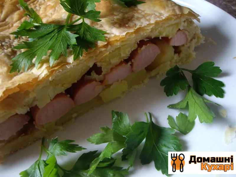 Пирог с сосиской и картошкой - фото крок 4