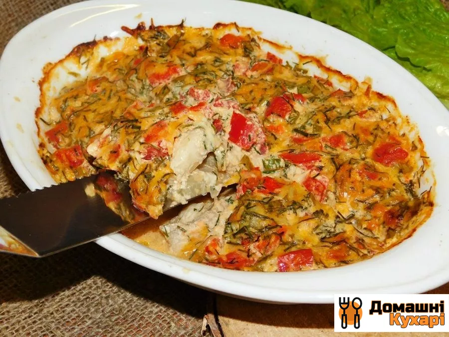 Риба під сметанним соусом з овочами і пармезаном - фото крок 6