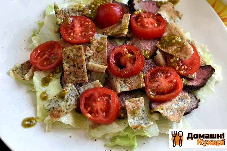 Салат із зеленим омлетом і яловичиною гриль - фото крок 6